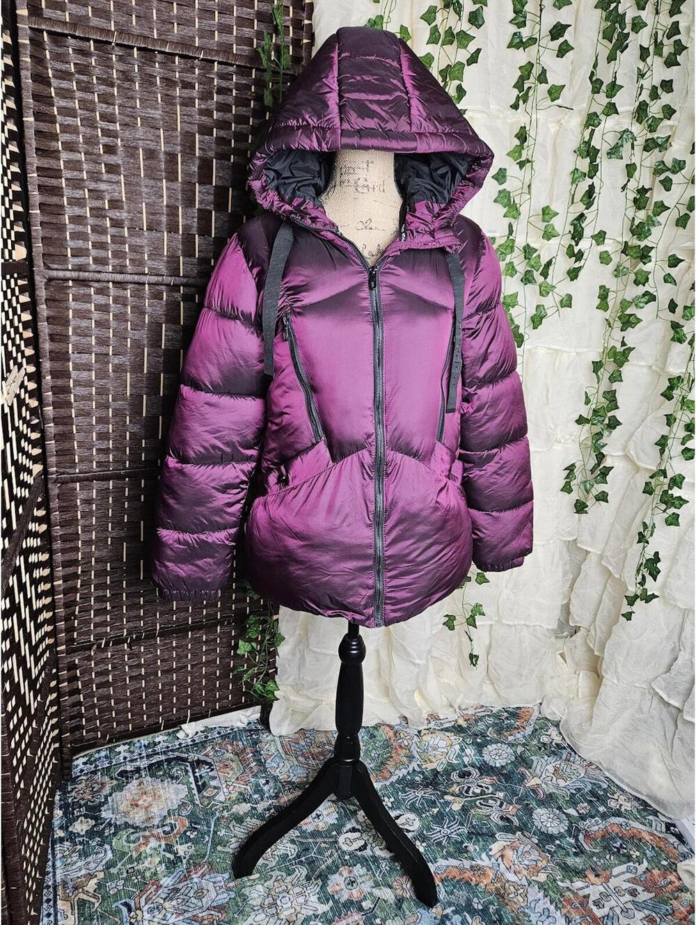 Women's Purple Spyder Hooded Puffer Jacket